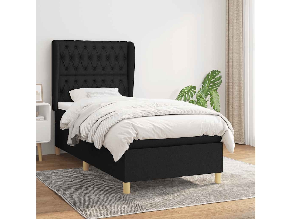 Vidaxl Cama Com Molas/colchão 100x200 Cm Tecido Preto