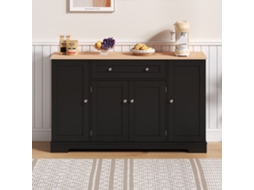 Buffet Multifuncional 138 Cm Com Gaveta, Portas Com Prateleiras Ajustáveis E Design Moderno Com Sistema Anti Tombamento Pretonatural Estilo