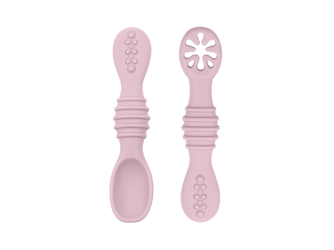 Conjunto de Talheres para Bebê, Feito de Silicone de Qualidade Alimentar, com uma Colher Adesiva. MDUG (lilás Claro)