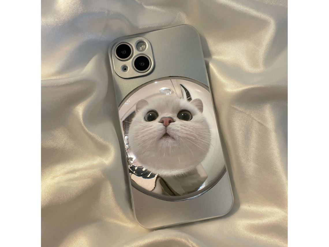 Capa Para Iphone 17 Pro Com Estampa De Olho De Gato, Gatinho E Cachorrinho, Resistente A Quedas, Prateada Eletroplateada.