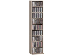 Armazenamento para Cds e Dvds 9 Compartimentos e 6 Prateleiras Ajustáveis Capacidade Máxima 260 Cds/120 Dvds 33 X 24 X 140 Cm Madeira Natural Ge