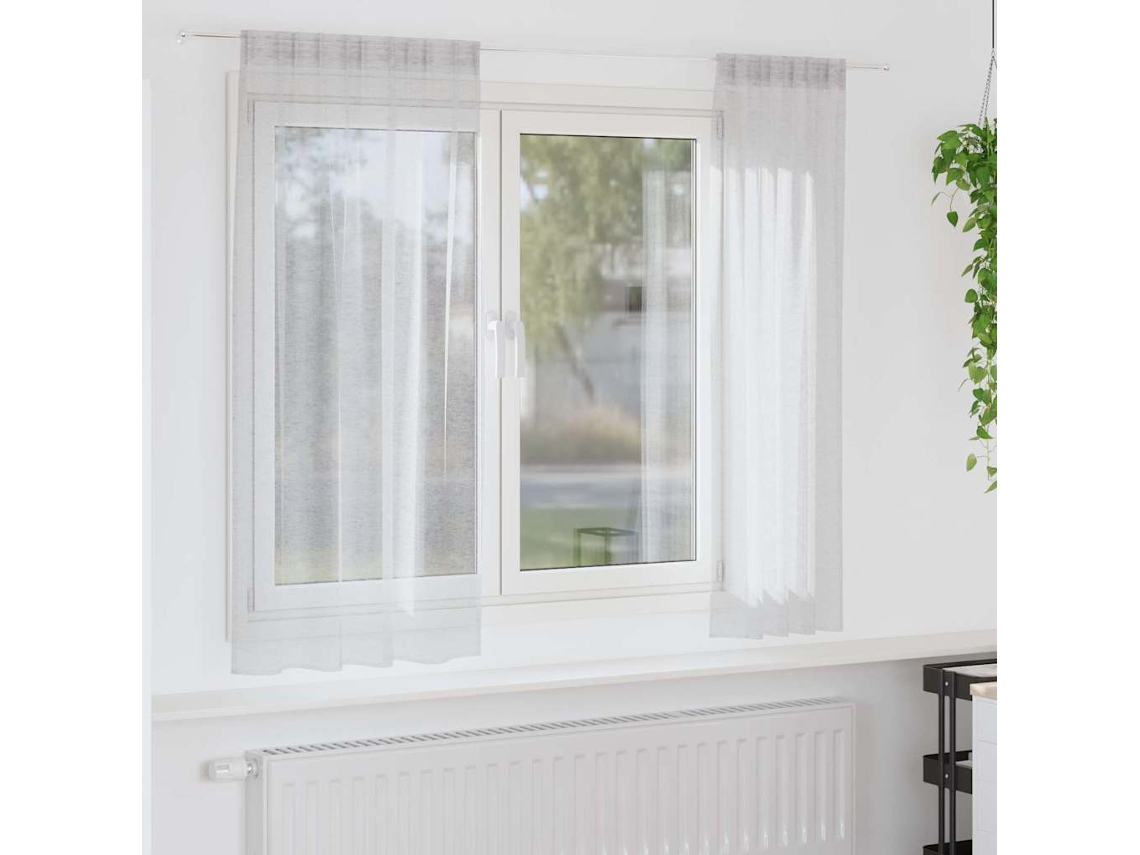 Vidaxl Cortina De Voile 2 Unid. Cinzento-claro 175 X 140 Cm Poliéster