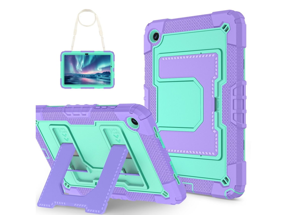 Tressino Capa Tablet Para Samsung Galaxy Tab A11 8.7 Polegadas 2025 Resistente A Choques Com Suporte, Roxa E Verde