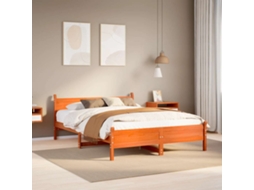 Vidaxl Cama Sem Colchão 150x200 Cm Madeira Pinho Maciça Castanho-mel