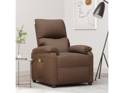 Vidaxl Poltrona De Massagens Reclinável Tecido Castanho
