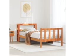 Estrutura Cama C/ Cabeceira 90x190 Cm Pinho Maciço Castanho-mel