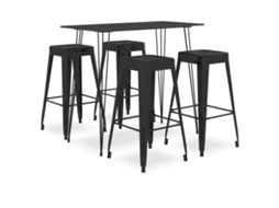 Vidaxl 5 Pcs Conjunto De Bar Preto