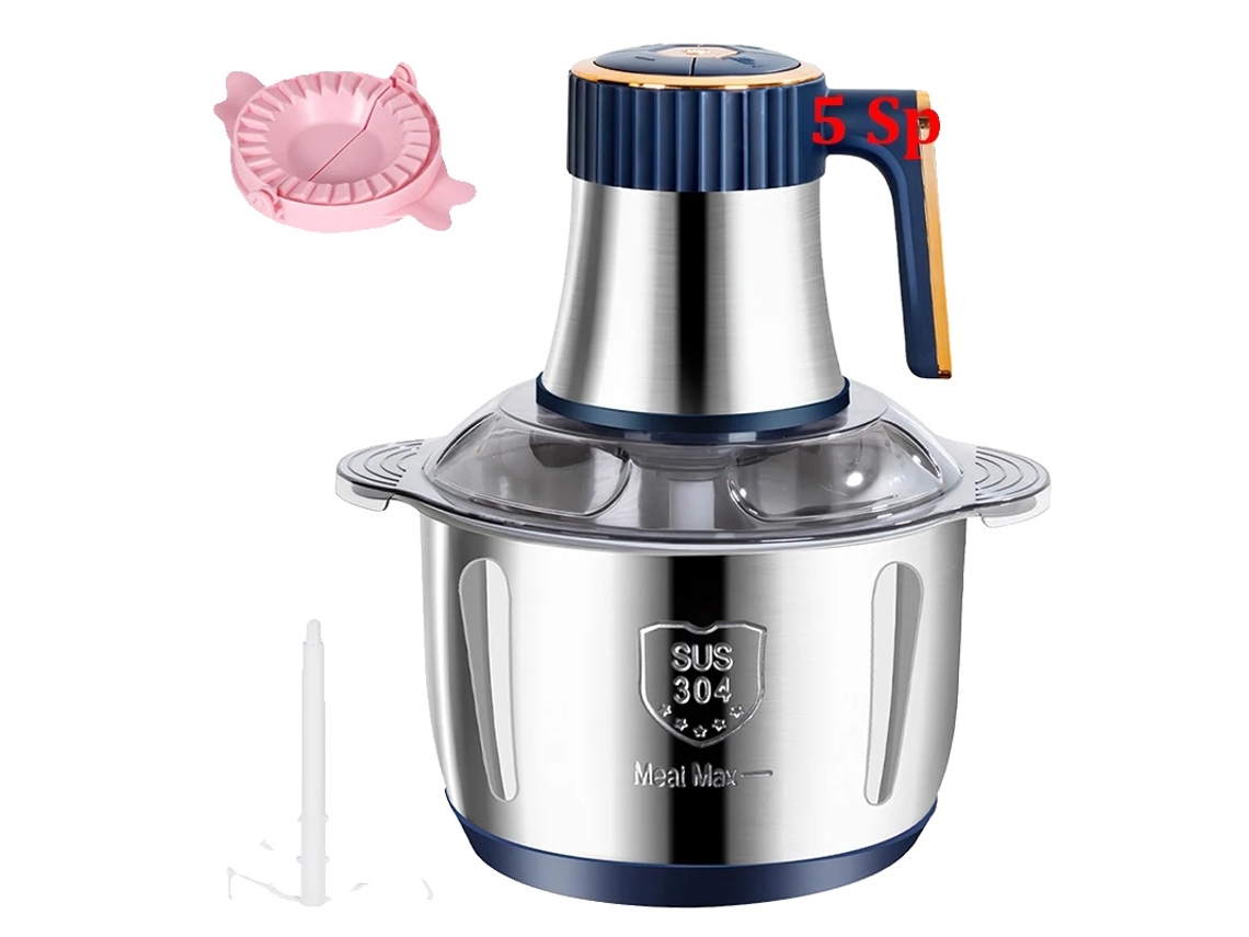 Moedor De Carne Elétrico, Design Em Aço Inoxidável, 2 Opções De Velocidade, 5l Azul, Ue-a