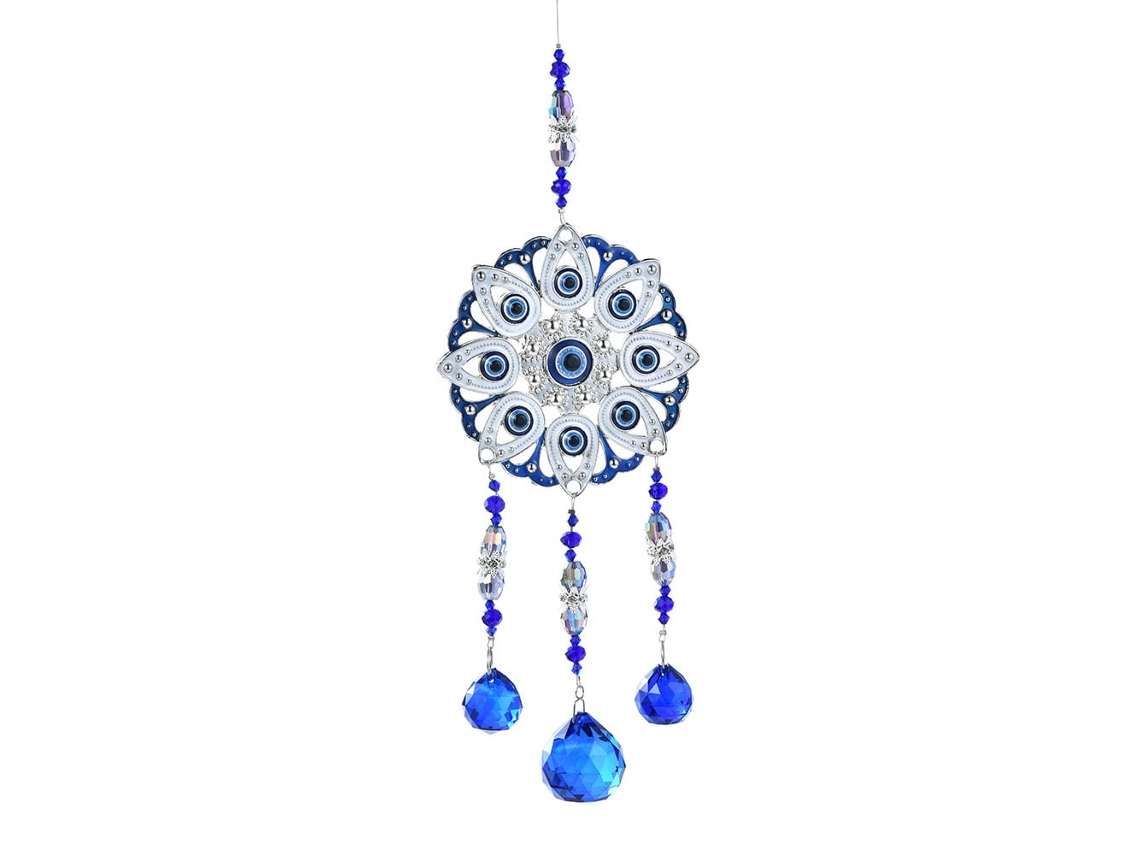 Apanhador de Sol Cristal Olho Grego, Enfeite Pendurado Grande de Flor Azul Olho Grego, Decoração de Janela Criadora Arco, Íris para Casa BRILVIBERA