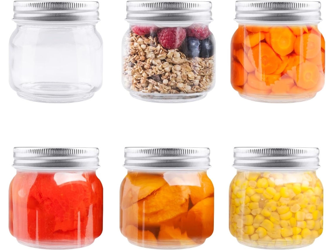 Conjunto De 6 Tigelas De Vidro Com Tampas, Perfeitas Para Papinhas De Bebê E Lancheiras, 250ml
