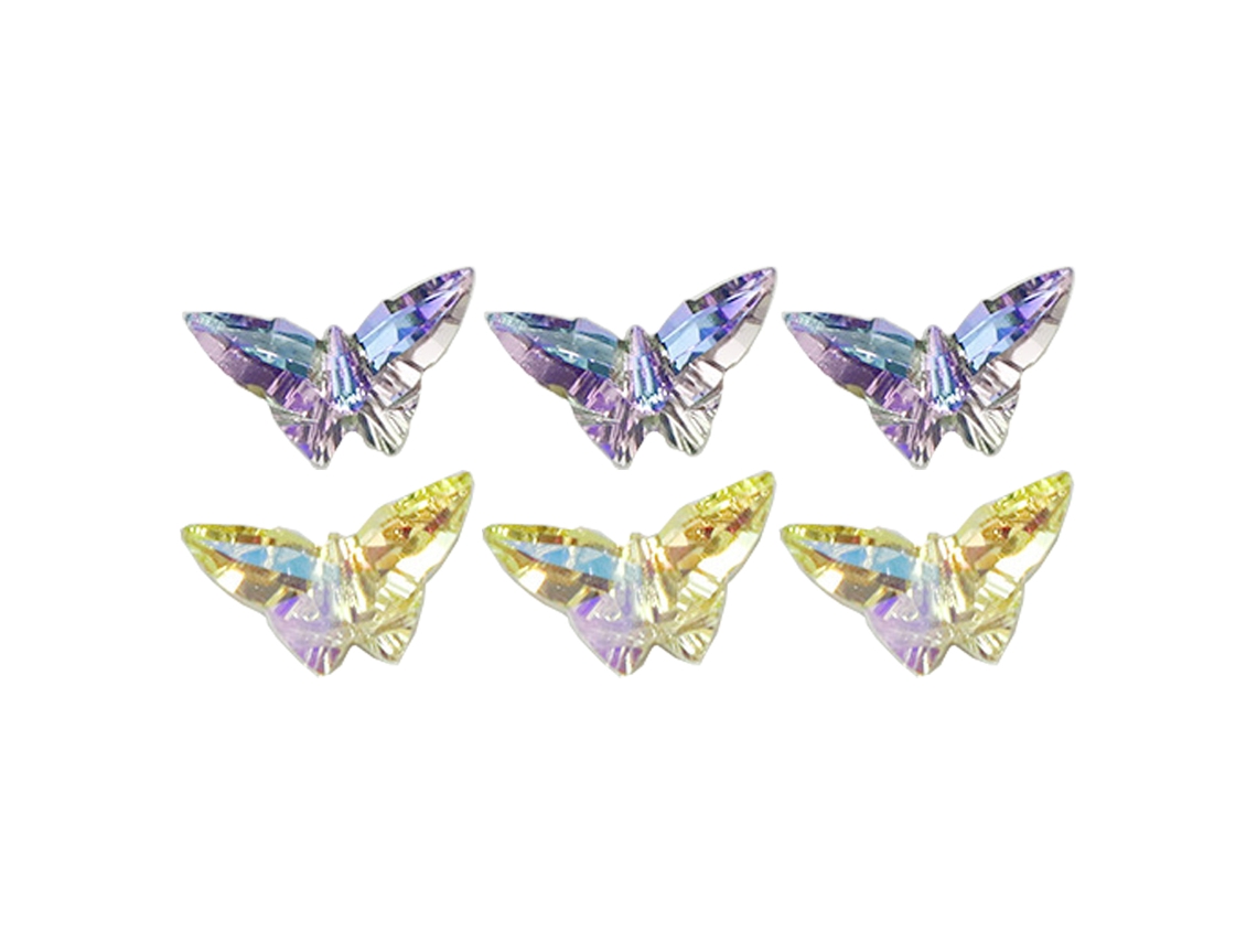 6Pcs Ornamentos de Unhas em Vidro em Forma de Borboleta Tridimensional 5*8Mm NEVEANCE