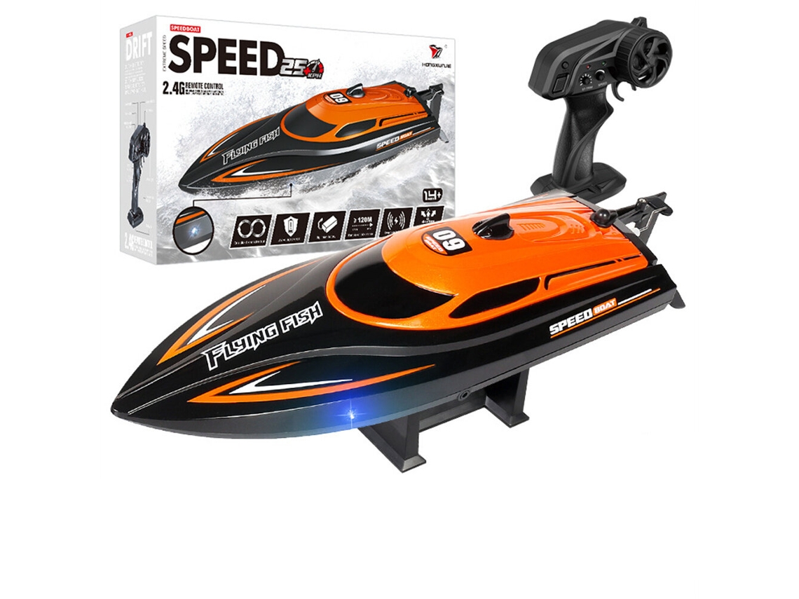 Barco Rc Laranjahxjrc Hj812 2.4g 4ch Alta Velocidade Luz Led À Prova D'água Brinquedo MDUG