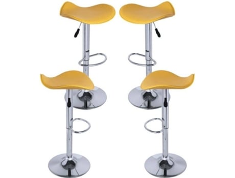 Pack 4 Bancos  Rox (Amarelo - 37 x 83 x 37 / 37 x 62 x 37 cm - Couro Sintético - Aço Reforçado)