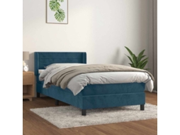 Vidaxl Cama Com Molas/colchão 90x200 Cm Veludo Azul-escuro
