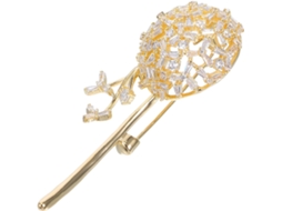 Broche De Zircônia Dourada, Delicado Alfinete De Dente-de-leão, Acessório De Joalheria Feminina Para Golas E Cardigãs.