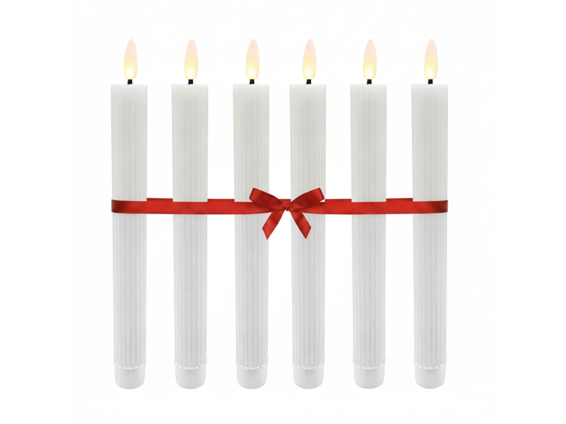 Conjunto De 6 Velas Cônicas Led Sem Chama De Cera Real