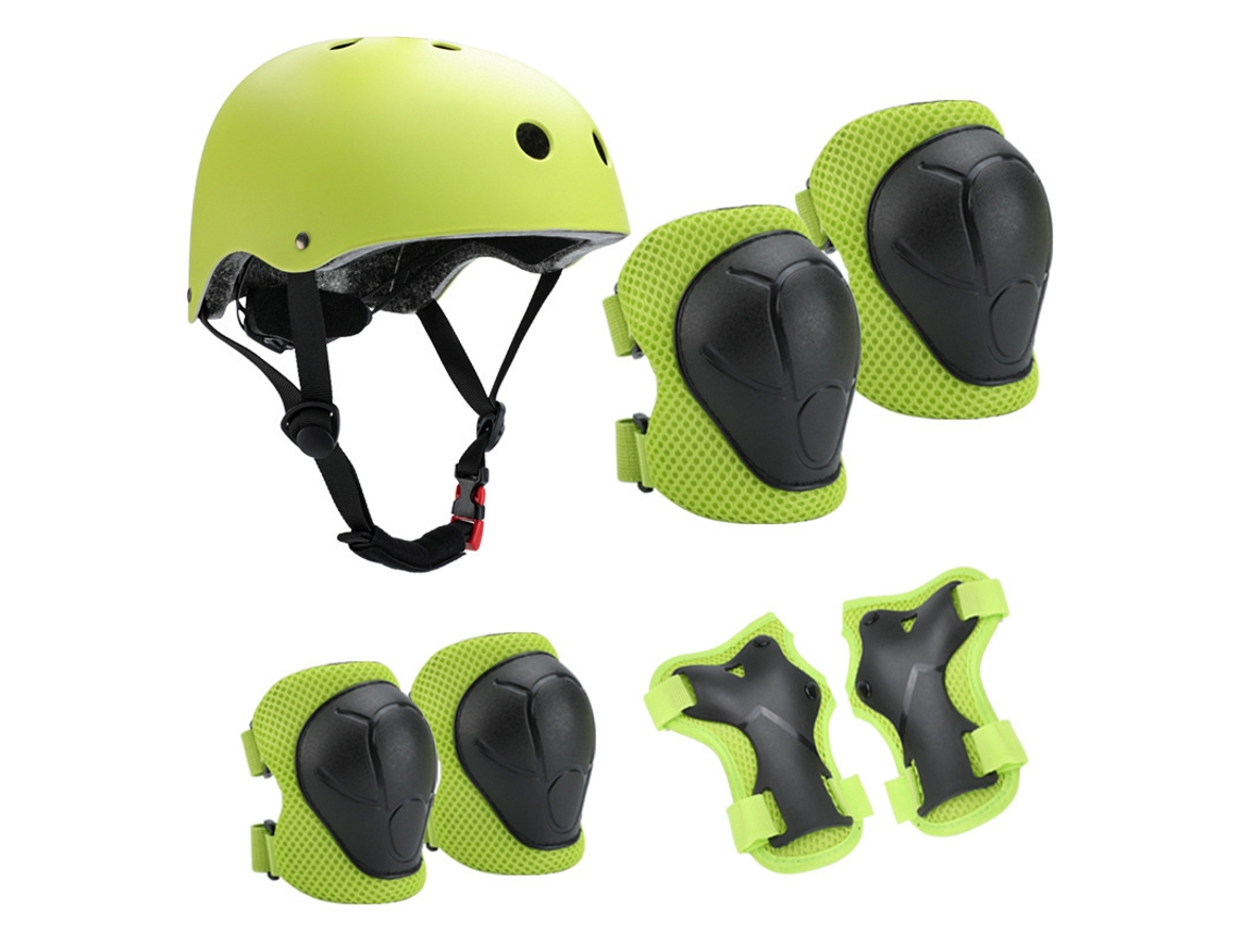 Kit Proteção De Crianças Capacete 7 Em 1 ,tamanho:s Verde