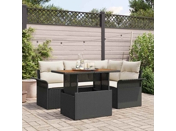 Vidaxl Conjunto De Sofá De Jardim 5 Pcs Preto Rattan Sintético