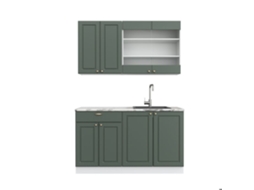 Cozinha Fame-Line, 140 cm, Mármore PT, Verde-Dourado Landhaus/Branco, Vicco