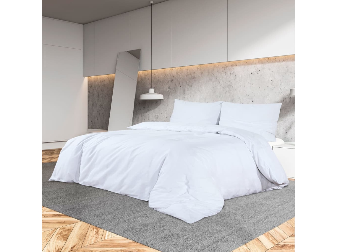 Vidaxl Conjunto De Capa De Edredão Microfibra Leve 200x200 Cm Branco