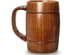 Caneca de Cerveja Grande de Madeira 414 Ml, Tampa, Copo, Chá de Cerâmica, Fina, Café, Viking AQUAFORGE