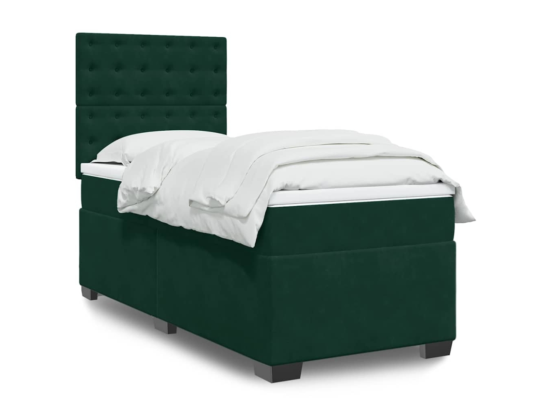 Vidaxl Cama Com Molas/colchão 80x200 Cm Veludo Verde-escuro