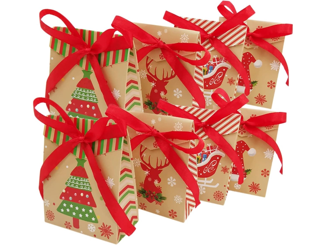 Conjunto De 24 Sacolas De Papel Para O Natal, Ideais Para Festas, Doces E Decoração Natalina. Versát Gokoco