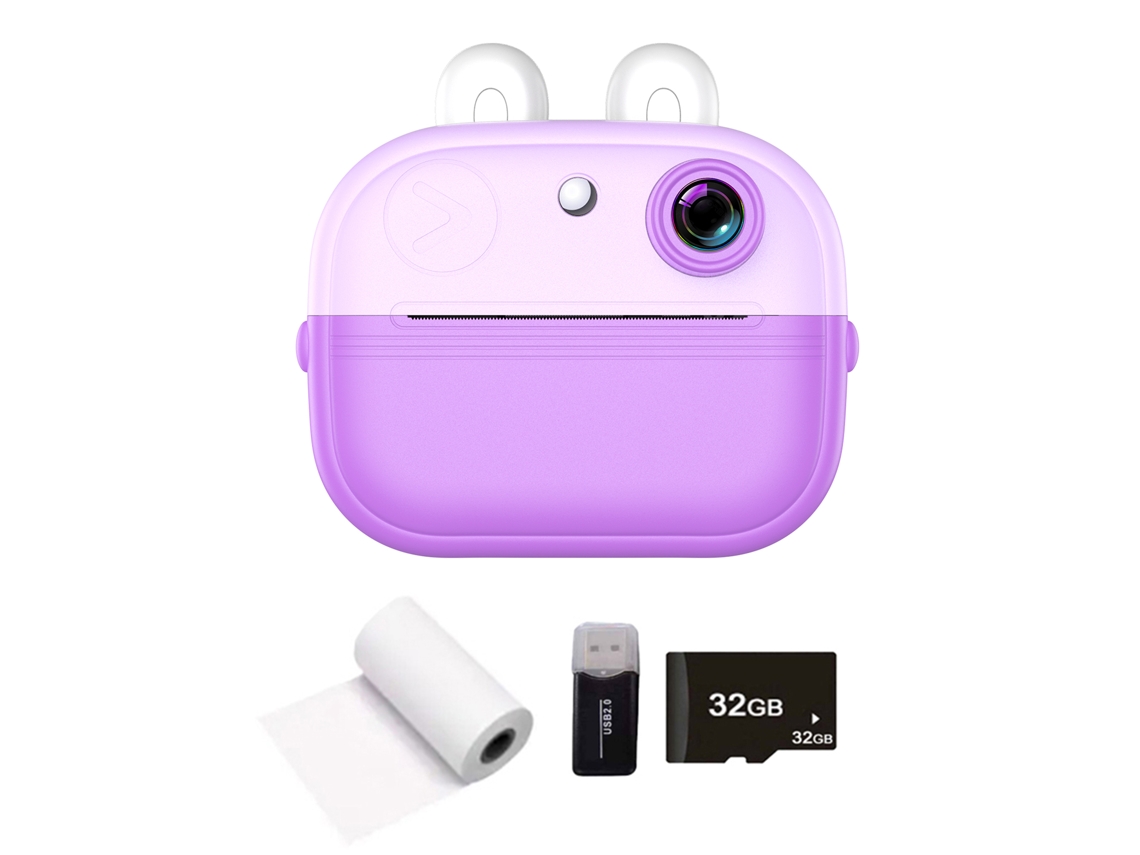 Câmera Instantânea Infantil com Impressora Térmica 48mp Tela 2.0 Polegadas Vídeo e Timer 1 Rolo de Papel Branco