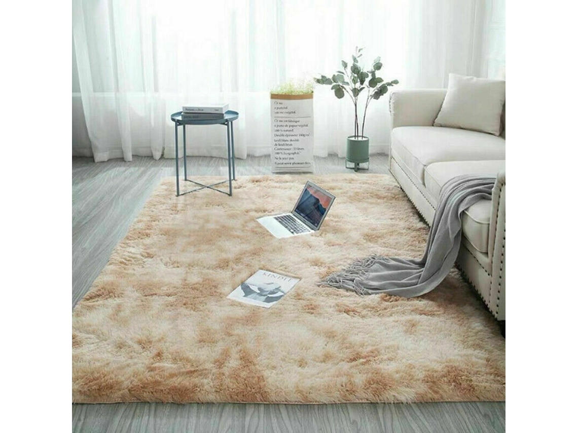 Tapete Retangular Tie dye Cinza Claro 80 X 160 Cm com Textura de Pele Sintética Ideal para Quarto Sala de Estar e Varanda MDUG
