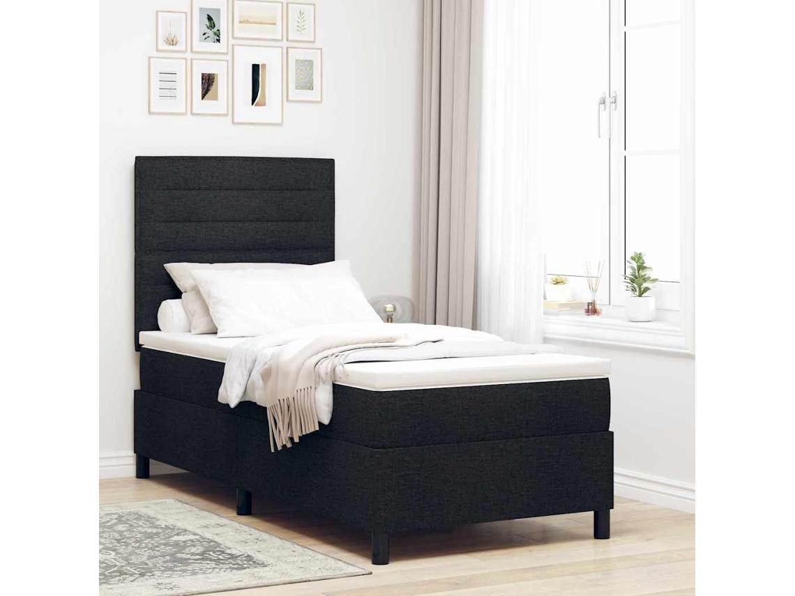 Vidaxl Cama Box Com Colchão Com Led Preto 80 X 200 Cm Tecido