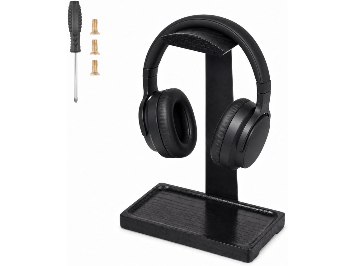Suporte Universal Para Fones De Ouvido Circum Aurais E Jogos, Feito De Madeira Nogueira, Com Suporte De Alumínio, Para
