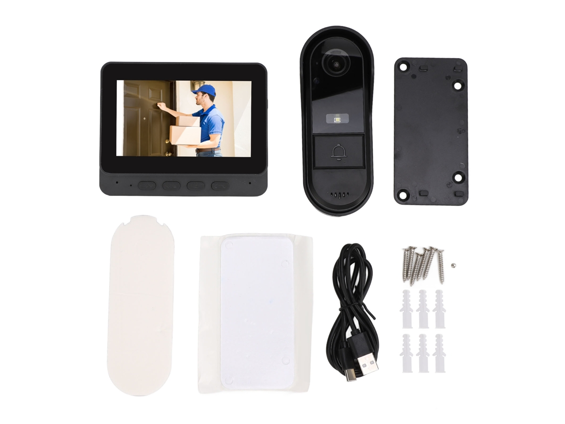 Timbre De Porta Sem Fio Com Câmera 1080p Hd Com Visão Noturna E Tela, Sistema De Intercomunicação Bidirecional