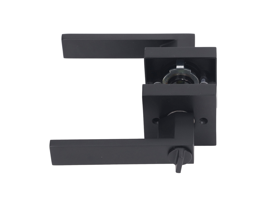 Puxador De Porta Interior Matte Black Com Fecho E Chave Da Laxiscreed, Resistente Em Zinco