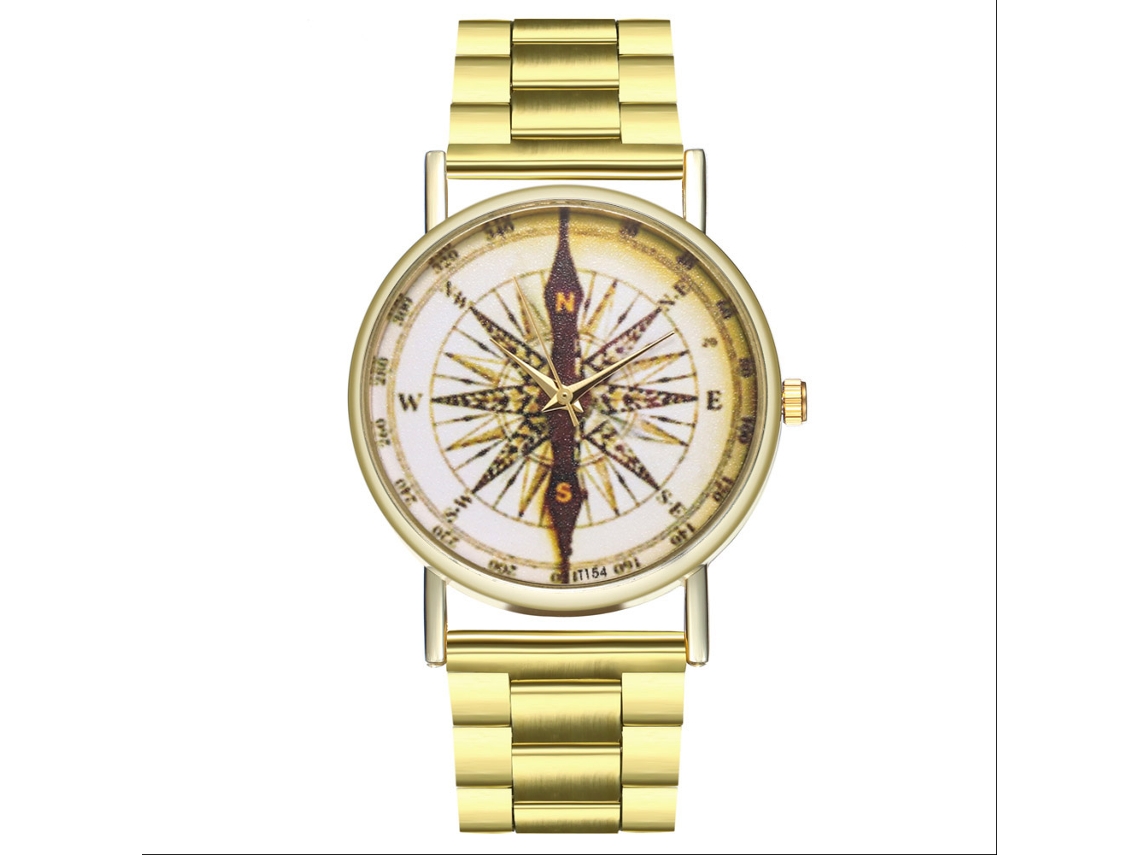Relógio de Pareja Vintage com Padrão Geométrico Liga Quartzo Pulseira de Aço