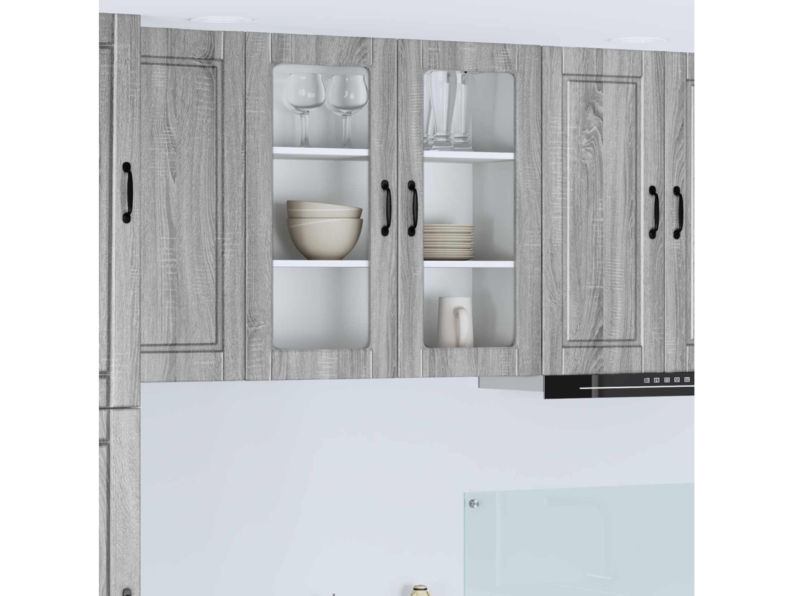 Vidaxl Armário De Vidro De Parede Porto Cinza Sonoma 80 X 31 X 80 Cm