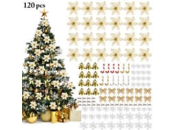Conjunto de Flores de Natal com 120 Peças LAXISCREED para Decoração de Árvore Ouro