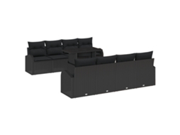 Conjunto 9 Móveis De Jardim Vidaxl Preto Vime Pe (234 X 179 X 85 Cm)