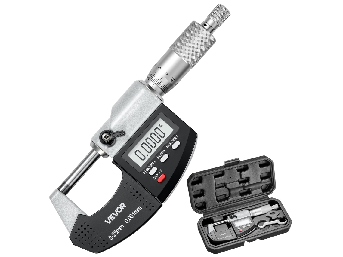Micrómetro Digital Externo Faixa De 0 A 25,4 Mm Resolução De 0,001 Mm Vevor