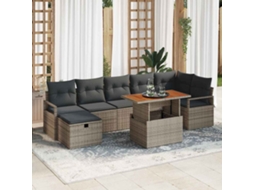 Vidaxl Conjunto De Sofá De Jardim 8 Pcs Cinzeto Vime Pe