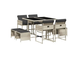 Conjunto de 9 Jantar para Jardim com Almofadões Cinzento Claro MAISON EXCLUSIVE