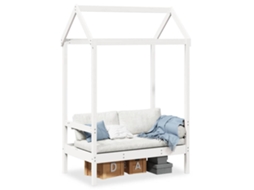 Vidaxl Banco Com Telhado 117,5x70x176,5 Cm Pinho Maciço Branco