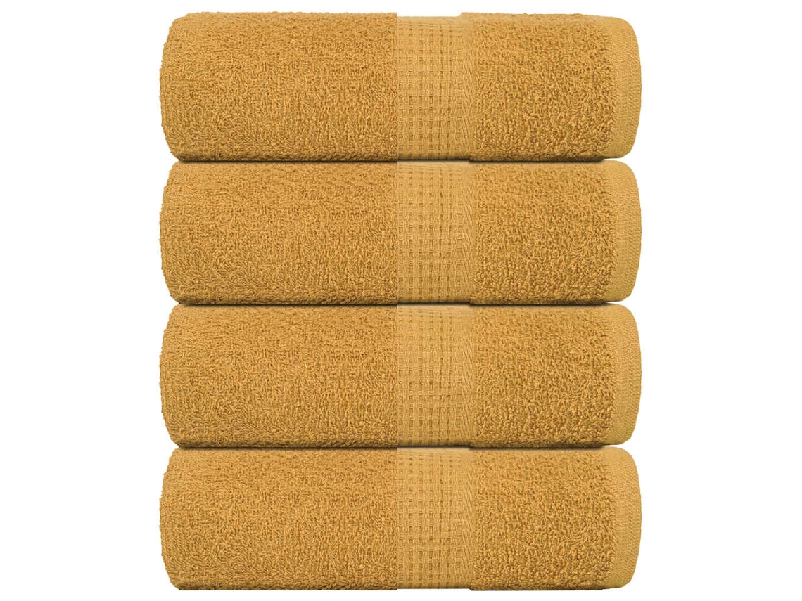 Vidaxl Toalhas De Rosto Frogn 4 Peças Douradas 30x30 Cm 360 G/m²