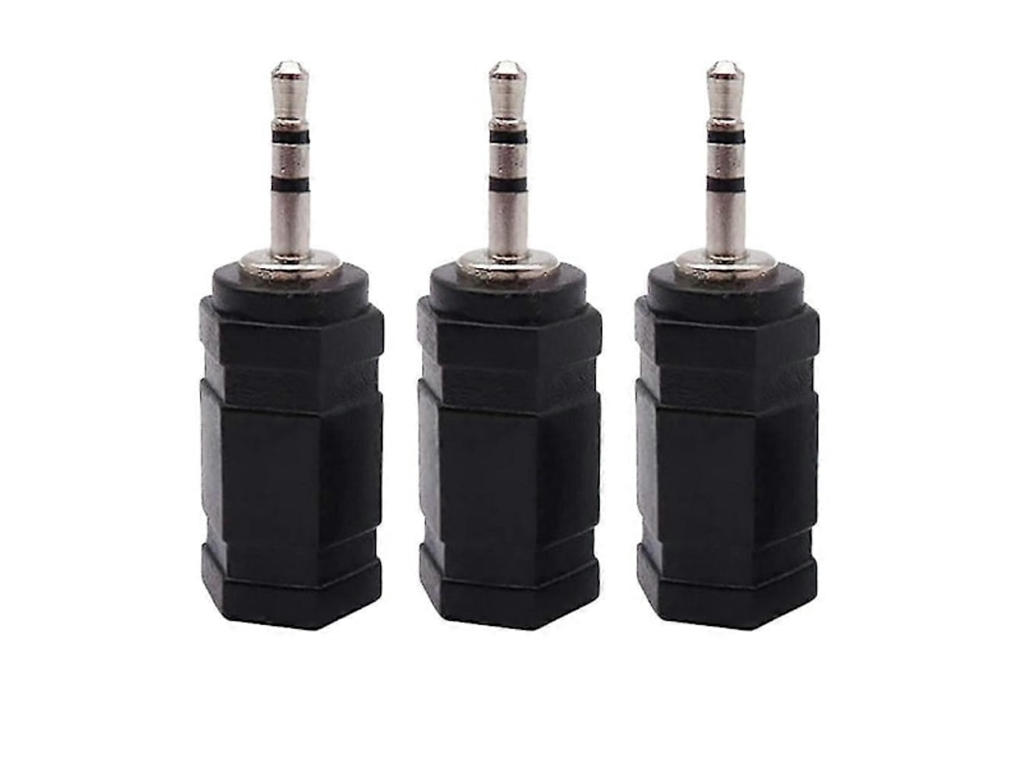 Conjunto de 3 Adaptadores Conector Áudio Estéreo 3,5 Mm Macho para 2,5 Fêmea Fones e Cabos AUX AQUAFORGE