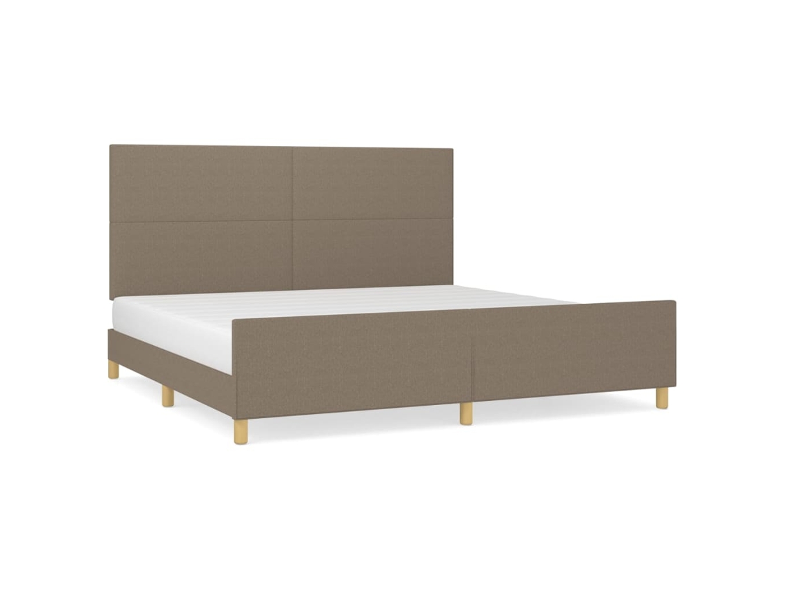 Cama Sem Colchão 200x200cm Tecido Cinzento Acastanhado MAISON EXCLUSIVE