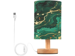Abajur De Cabeceira Em Mármore Verde Para Quarto, Com Portas De Carregamento Usb C, Luminária De Mesa Cabeceira