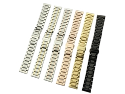Bracelete de aço de 18 mm com fivela borboleta cinco contas Bracelete de relógio unissex de aço inoxidável sólido, cor: ouro rosa intermediário
