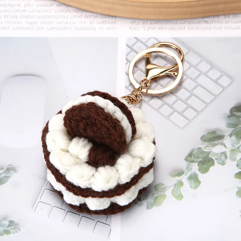 Chaveiro/pingente De Bolo De Crochê Fofo, Mini Chaveiro De Tricô, Decoração Kawaii Para Bolsa