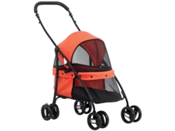 Carrinho para Animais de Estimação Dobrável com Janela de Malha Almofada Lavável Arnês de Segurança 82x47x97cm Vermelho Ge