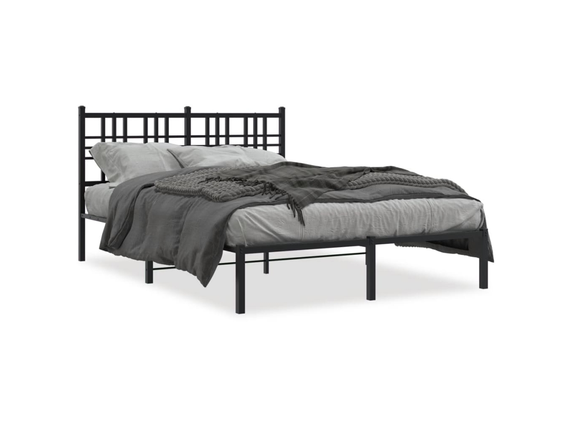 Estrutura de Cama com Cabeceira Metal Preto MAISON EXCLUSIVE 120x190 cm