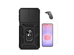 Kit Vidro Clearglass Capa Magnetic Slide Window Suporte L Phonecare Para Samsung Galaxy A27 5g - Preto